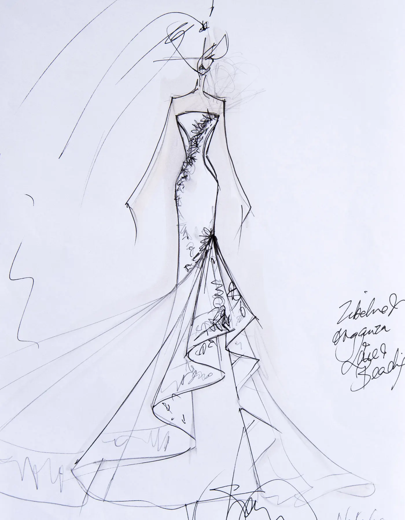 Sharon Cunningham Bride wedding dress fashion illustration