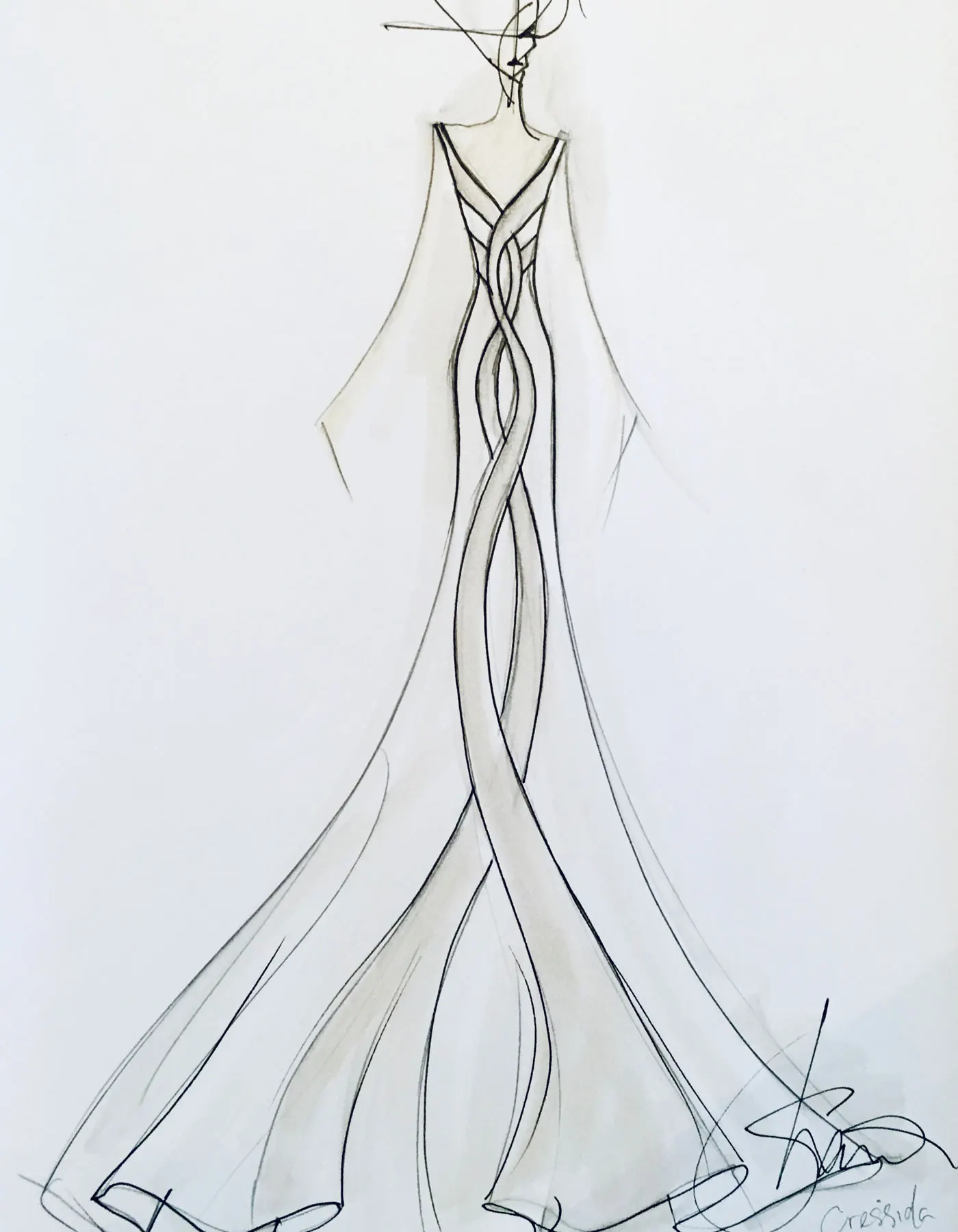 Sharon Cunningham wedding dress fashion illustration