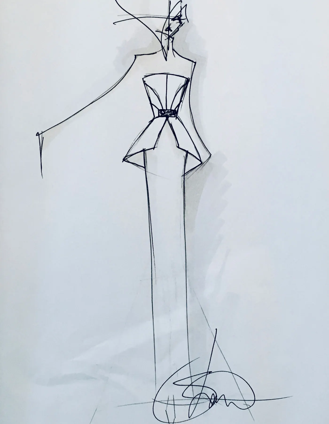 Sharon Cunningham wedding dress fashion illustration