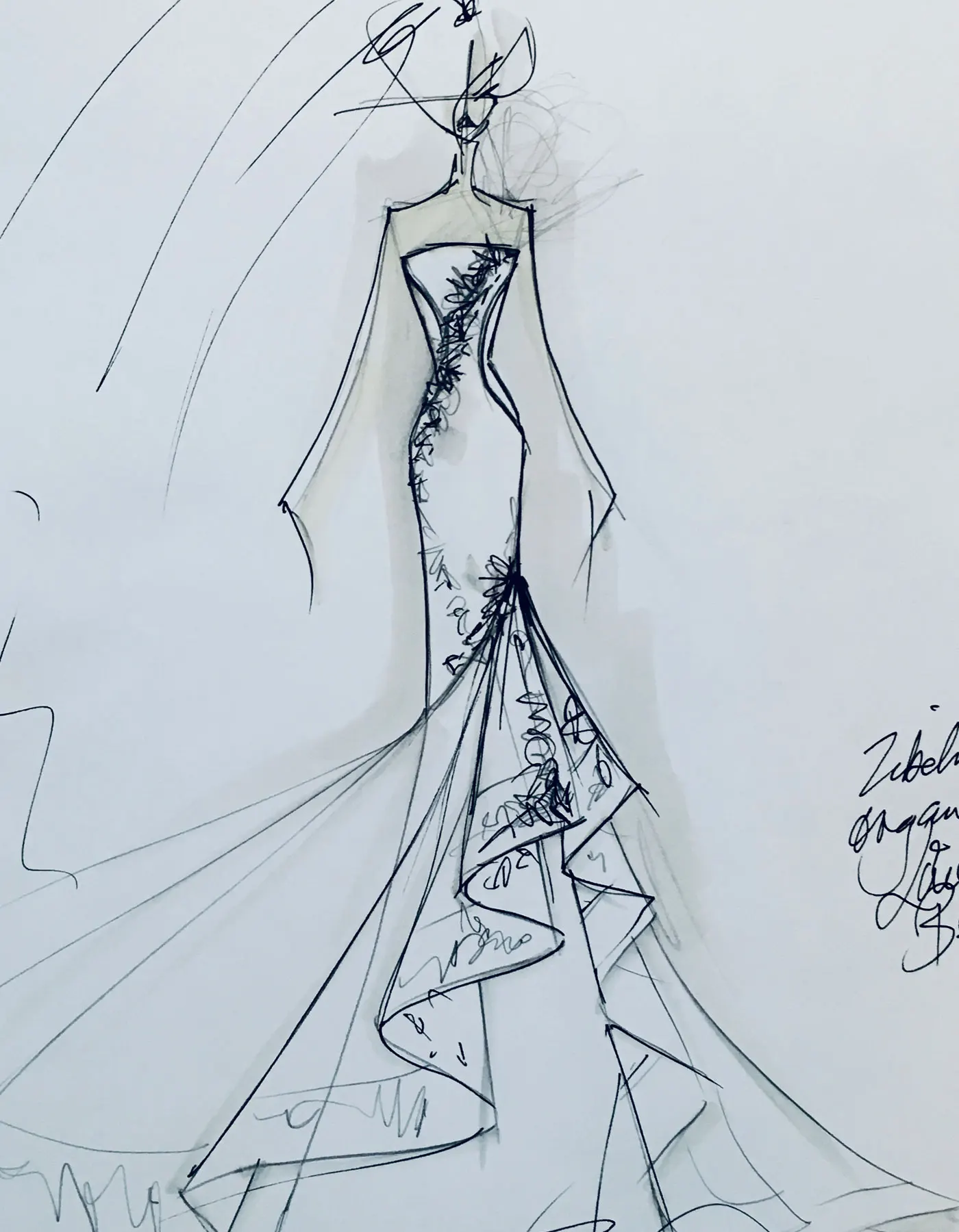 Sharon Cunningham wedding dress fashion illustration