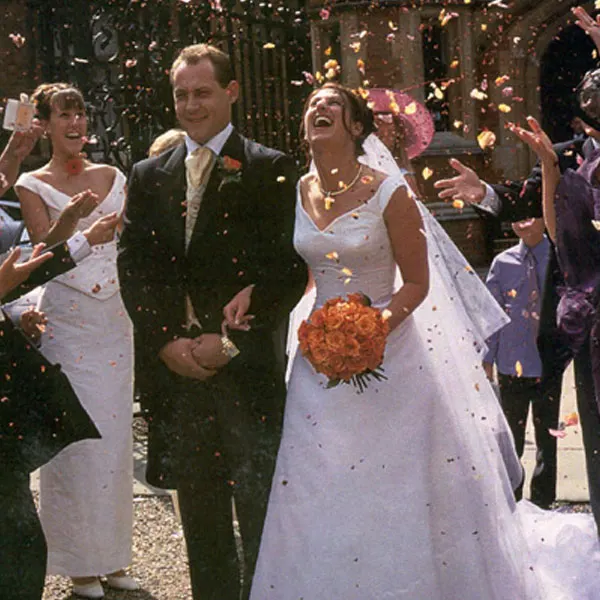 Real bride in a Sharon Cunningham gown
